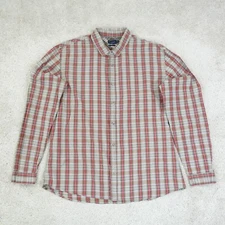 Paul Smith Mens Shirt XXL Red Plaid Check Slim Fit Button Up Loop Collar