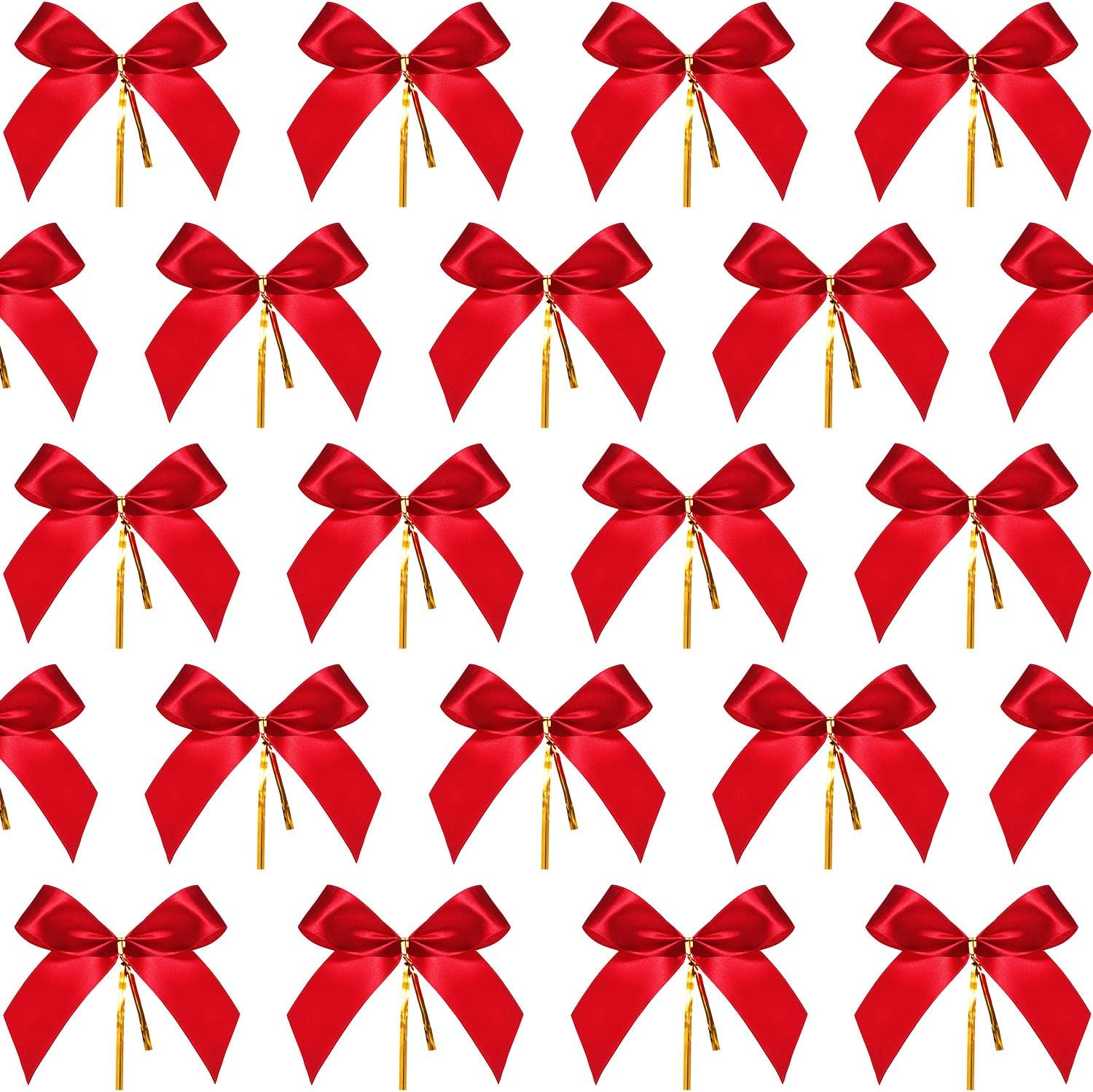 48 Mini Red Christmas Bows 3 Inch Wreath Ornaments for Holiday Decor