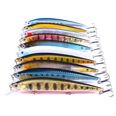 10PCS Trolling Lure Minnow Fishing Lures Fresh & Saltwater Bait Hooks 14cm/18g