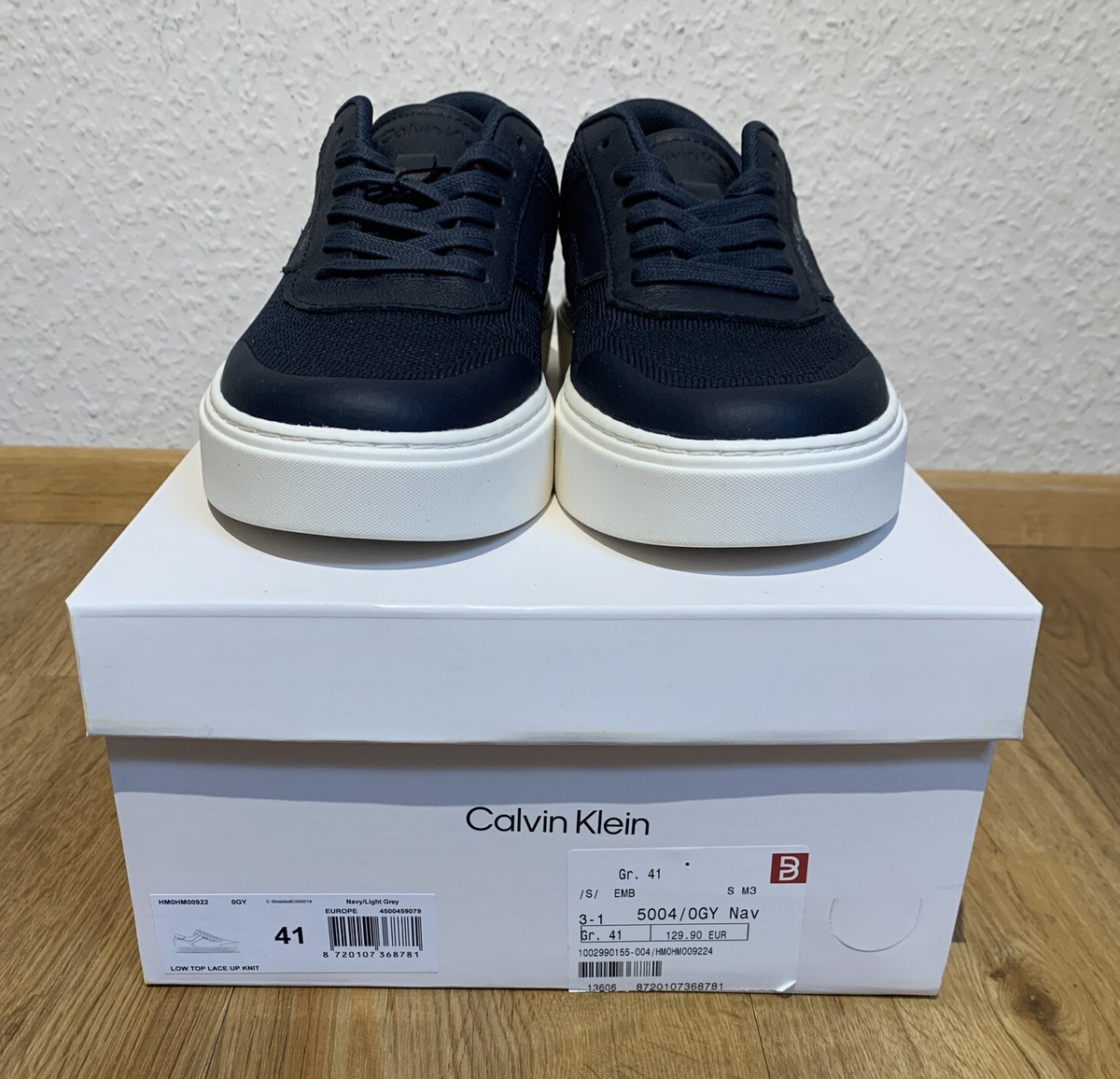 Calvin Klein Leder Sneaker Lace Up Herren Schuhe 41 Navy Light  