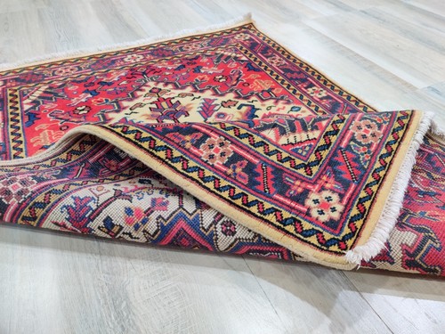 Vintage 3 x 5 ft Hand Knotted Oriental Rug 100% Wool Traditional Heriz Serapi - Picture 15 of 24