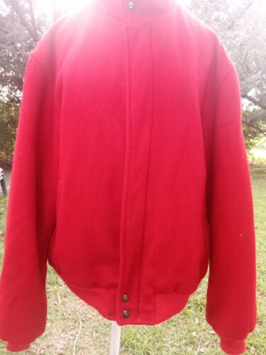 Vtg English Squire Red Wool Jacket Men XL/42 Bomber/Varsity Style Satin Lining - Picture 1 of 10