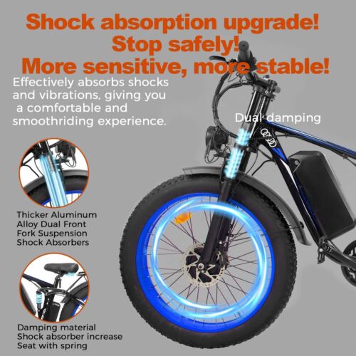 3000W Dual Motor E-Bike Electric Bicycle 26" FatTire 52V/ 25Ah 100Miles - Picture 6 of 12