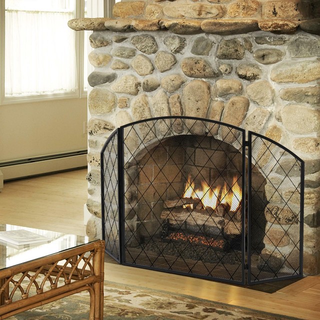 Modern Alsip Small Glass Fireplace Doors Hanging Hardware Riser Bar