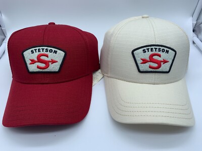 NEW SETSON COTTON BASEBALL CAP RIPSTOP ONE SIZE MENS RED /NATURAL MSRP $29.99