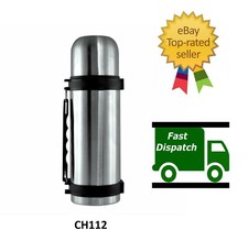1.5L Large VACUUM THERMOS FLASK HOT & COLD CARRY HANDLE STAINLESS STEEL LITER 