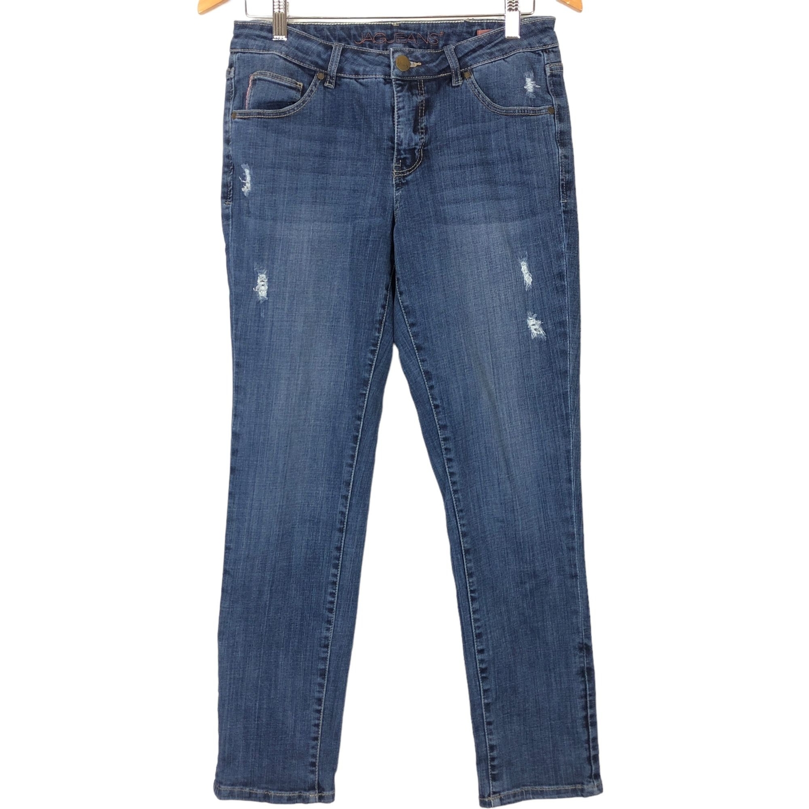 Jag Women's Girlfriend Jeans Sz 6 (30 X 29) Distressed Cotton Stretch Med Wash