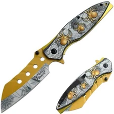 8.5" DARK FANTASY BLADES EDC FOLDING POCKET KNIFE 420 STEEL BLADE GOLD