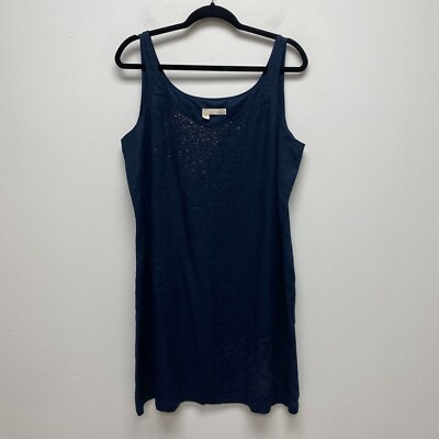 Eileen Fisher Women Blue Sleeveless Embellished Sequin Irish Linen Tank  Dress 14 | eBay
