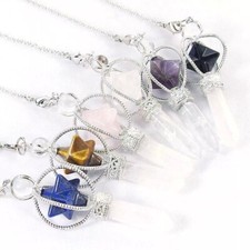 Péndulo de chakra de cristal de cuarzo natural Merkaba estrella Reiki colgante de curación regalos