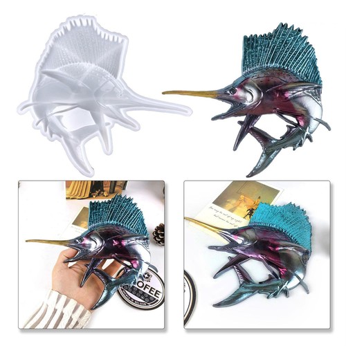 3D Silicone Sailfish Mold Resin Crafts Sea Ocean Fish DIY Epoxy Home Wall Decors