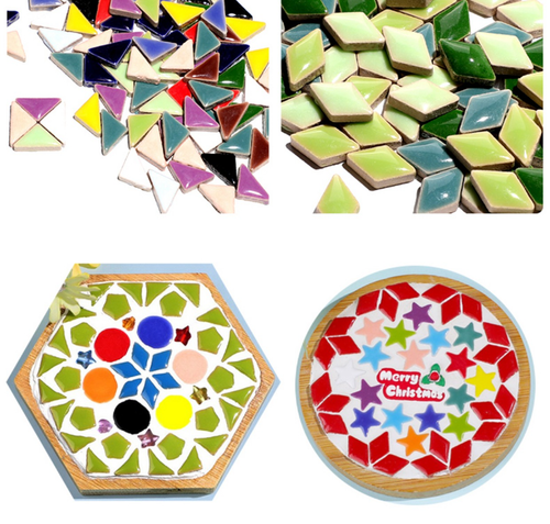 100g Céramique Mosaïque Tuiles Artisanat en Vrac Diamant Triangle Formes pour - Afbeelding 6 van 41