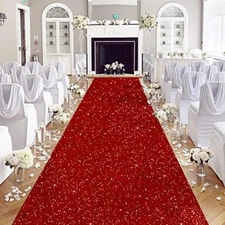 Red Carpet Runners for Party 2ft x 15 ft Wedding Aisle Runners Sequin Fabric ...