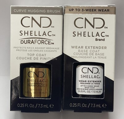 Set - 2 - CND Shellac Wear Extend Base Coat +  Duraforce Top Coat 0.25 oz Each