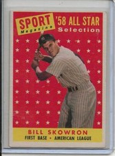 1958 Topps Baseball Card Bill Skowron A/S 1st Base New York Yankees Ex Mt # 477