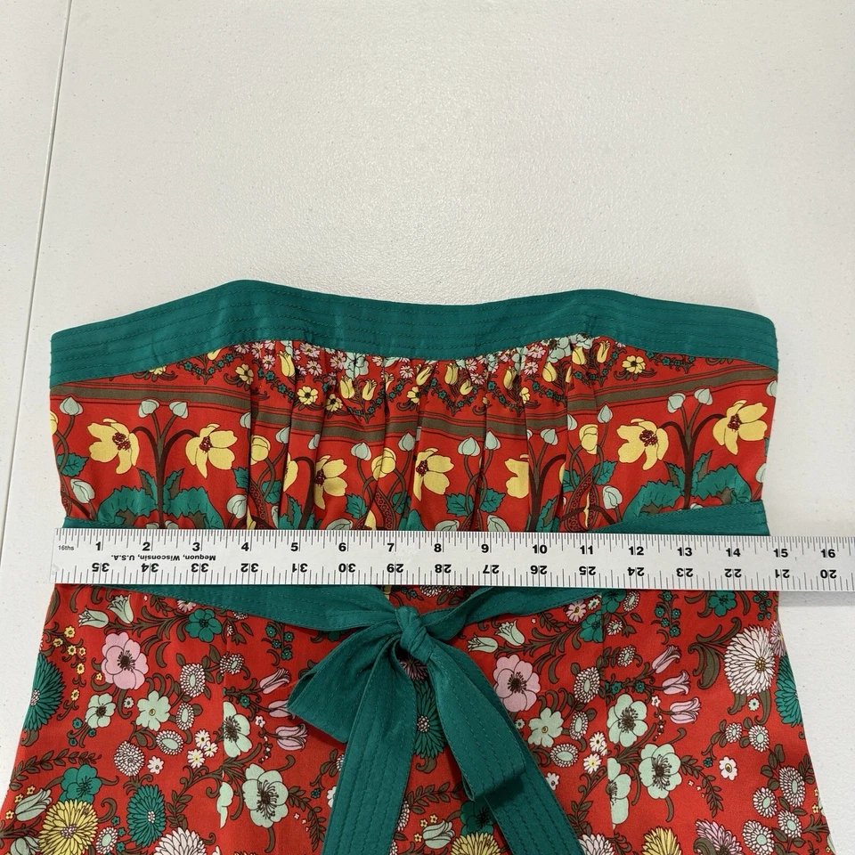 Vestido para mujer Plenty By Tracy Reese 8 rojo seda floral sin tirantes retro cottagecore Foto 4 de 4