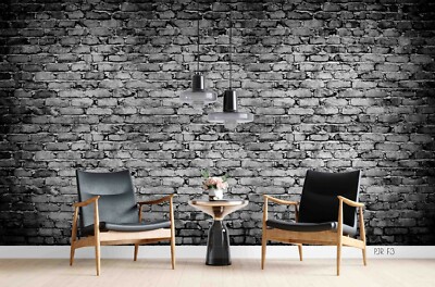 3D Grey Brick Effect Self-adhesive Removable Wallpaper Murals Wall