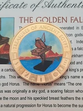 2013 Cook Islands $1 Coin Treasures Of Ancient Egypt GOLDEN FALCON Gold Plated