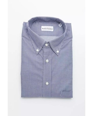 Robert Friedman  Classic Fit Gingham Shirt Blue  -  Shirts -Size M