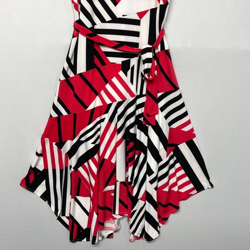 CK Calvin Klein Women Belted Abstract Handkerchief Dress Size Large M267 -11 - Picture 10 of 16