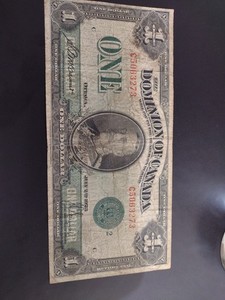 BANKNOTE DOMINION OF CANADA 1923 $1 ONE DOLLAR GREEN SEAL Nice Note 