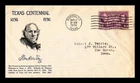 DR JIM STAMPS US COVER TEXAS CENTENNIAL FIRST DAY ISSUE SCOTT 776 SAM HOUSTON