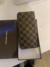 Louis Vuitton Women  s Brown/Beige Check Zip-Around Wallet w/ Logo Zipper