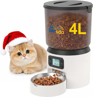 Automatic Cat Feeders, 4L Timed Cat Dry Food Dispenser Auto Pet Feeder Portion C