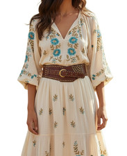 Brown Studded Leather Corset Belt Boho Wide Waist Statement Cinch