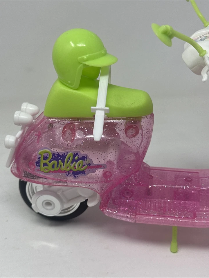 Barbie Scooter Vespa 1997 Rosa Transparente Brillo Verde Moto Vehículo Juguete Foto 2 de 4