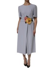 Dolce & Gabbana Gray Viscose ShortSleeve Sheath Midi Women's Dress