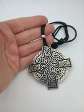 celtic cross necklace celtic knotwork cross pendant large heavy longer handling