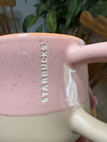 Starbucks Terra Cotta Speckled Two-Tone Long Handle Mug 12 oz Coffee Tea unique