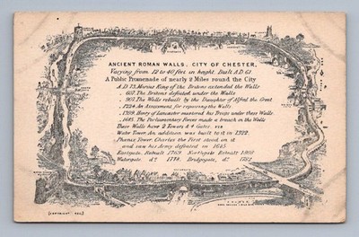 Antique United Kingdom Postcard CHESTER Ancient Roman Walls 1910