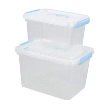 2 Pack Lidded Storage Bin, Plastic Latching Container with Handle, 12 Quart &...