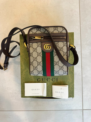 Gucci Ophidia Mini Messenger Bag 598127 GG Supreme Web Crossbody Unisex + Box