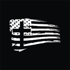 CROSS Tattered American Flag Vinyl Decal Stic...