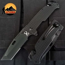 8.5" Tactical Black Spring Assisted Open Folding Tanto Pocket Knife Multitool