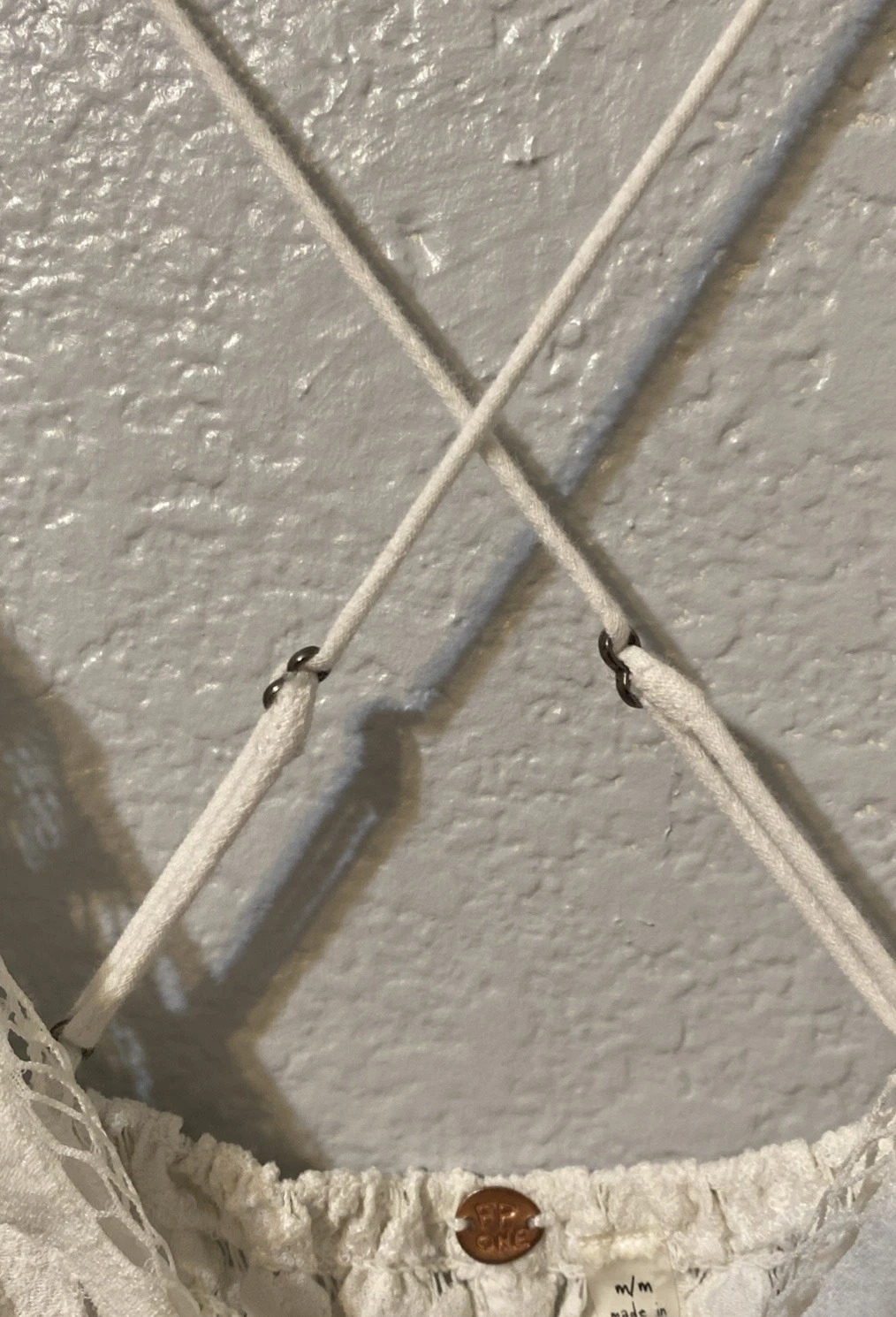 OFF WHITE Free People One Adella Vestito Slip Donna Med. Cinturino in pizzo bianco panna con volant boho