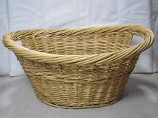 Vintage Large Woven Wicker Oval Laundry Basket with Handles Farmhouse Decor