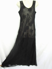 Vtg 90s Victoria's Secret Gold Label Sheer Black Negligee Dress Nightgown M