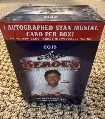 2015 Stan Musial Leaf Heroes Baseball Sealed Box - 20 Packs Per Box - Autograph
