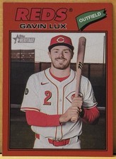 2026 Topps Heritage Baseball Gavin Lux Red Border Parallel Cincinnati Reds #352