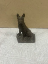 ANTIQUE 4.75"  GERMAN SHEPHERD DOG CAST IRON BOOKEND BRONZE FINISH