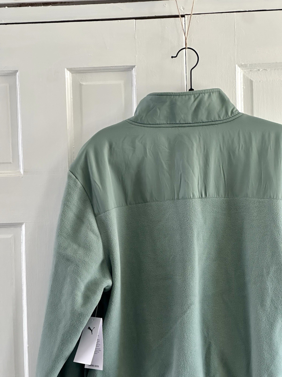 PUMA Womens Polar Fleece Jacket W/Woven Detailing In Eucalyptus Size Lg NWT  🏔️ thumbnail 5