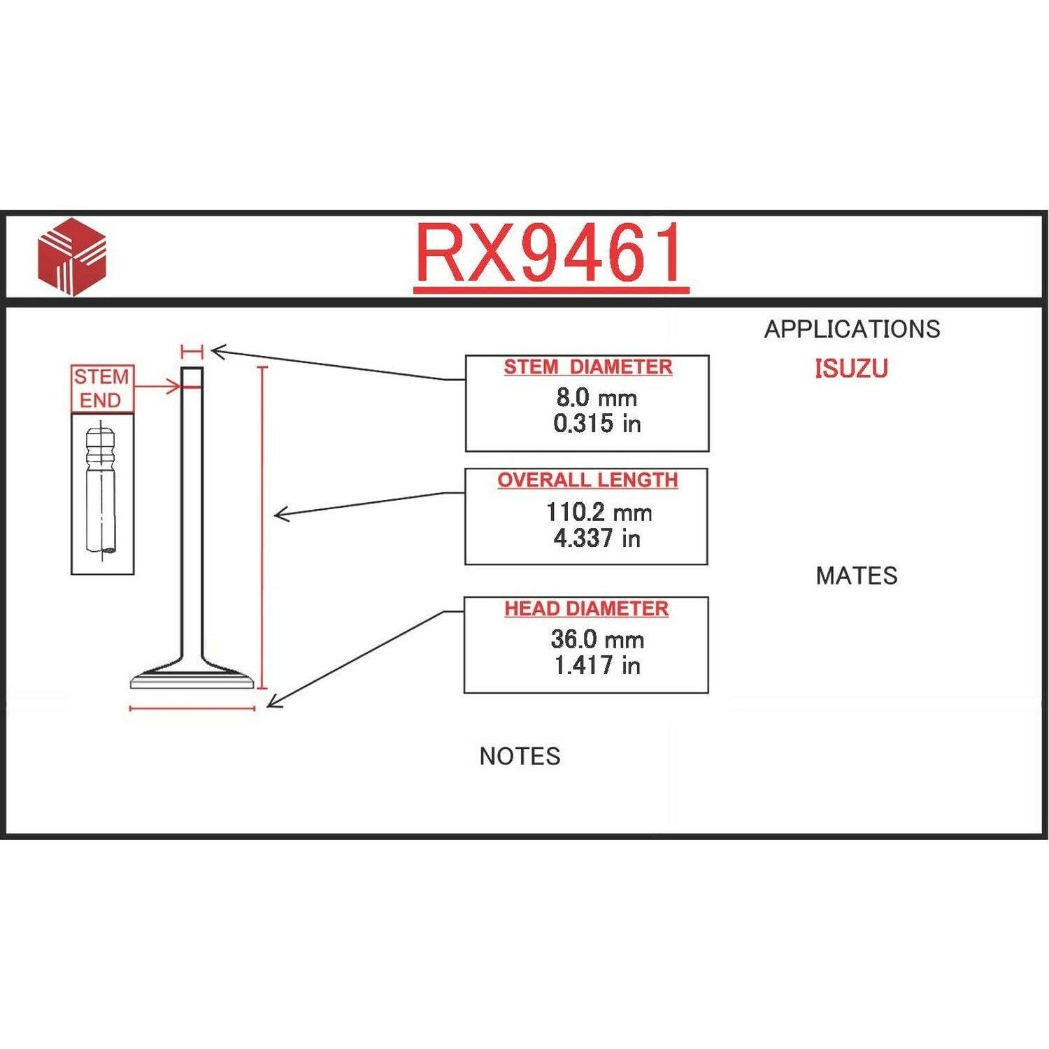 ITM Engine Components RX9461 Engine Exhaust Valve For Select 85-94 Isuzu Models