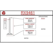 ITM Engine Components RX9461 Engine Exhaust Valve For Select 85-94 Isuzu Models