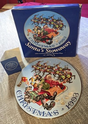 VTG 1993 Emmet Kelly Jr by DL Rust ''Santa's Stowaway'' Collectible Plate in...