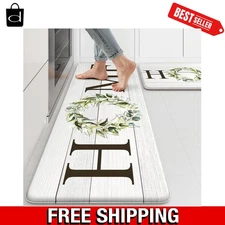 KIMODE Farmhouse Kitchen Mat 2PCS anti Fatigue Kitchen Rugs Non-Skid Waterproof