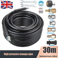 30M High Pressure Drain Jet Washer Hose Nozzle Pipe Sewer Jetter Kit for Karcher
